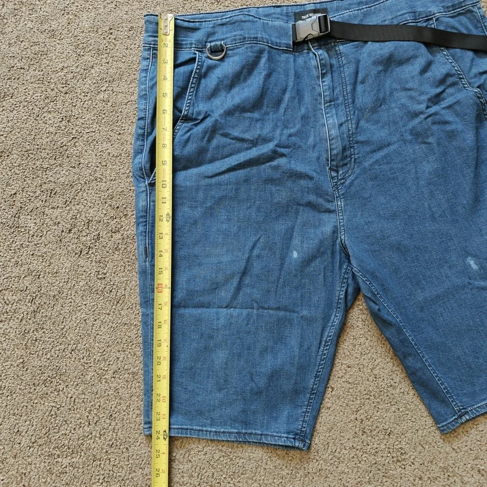 True Religion Mens 40W Blue Tactical Utility Denim Shorts Buckle Belt D-Ring